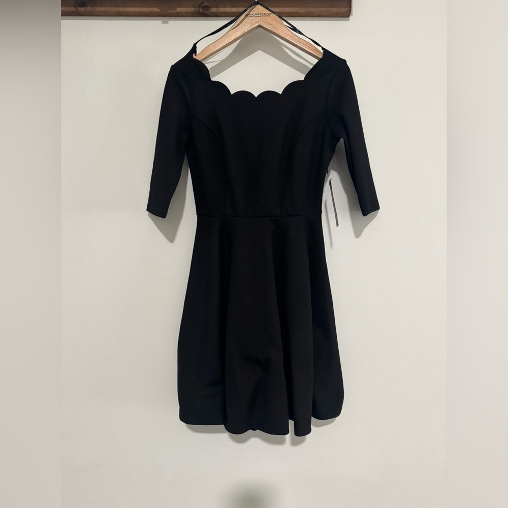 NWT Elegant Black Scalloped Lulus Dress